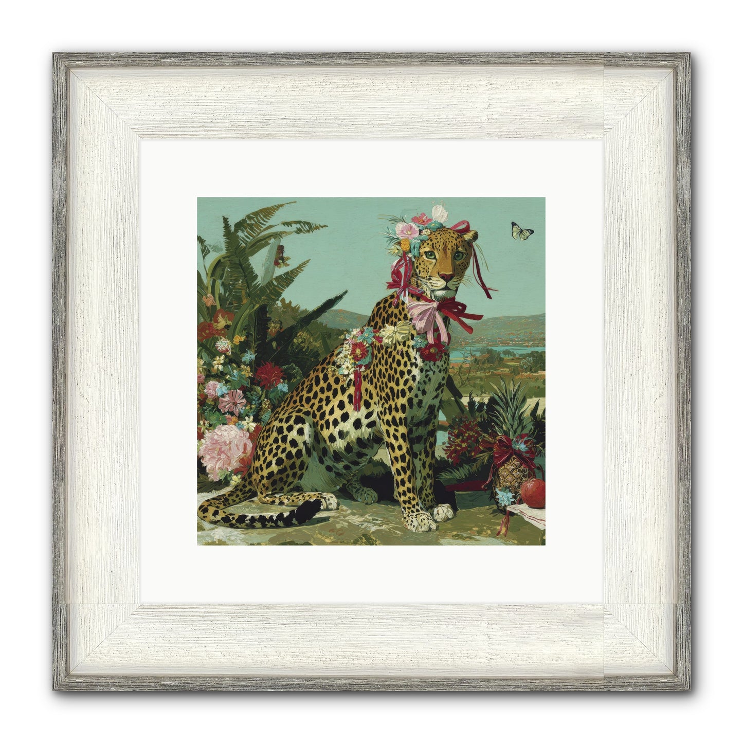 Petals Falling In Silence Framed Print - Driftwood White 12x12
