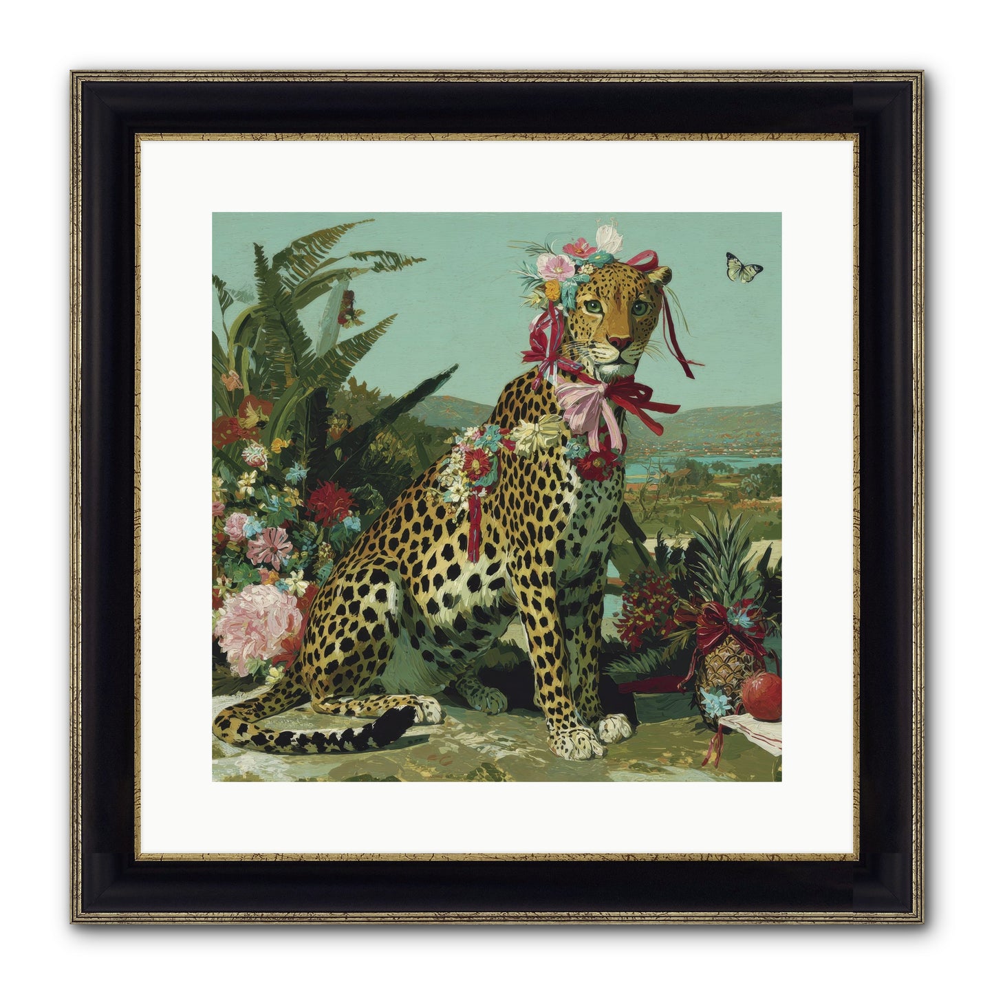 Petals Falling In Silence Framed Print - Black & Gold 16x16