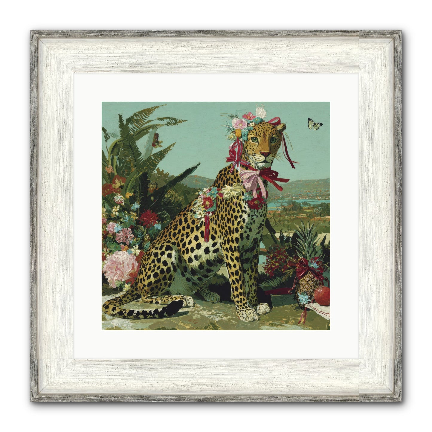 Petals Falling In Silence Framed Print - Driftwood White 16x16