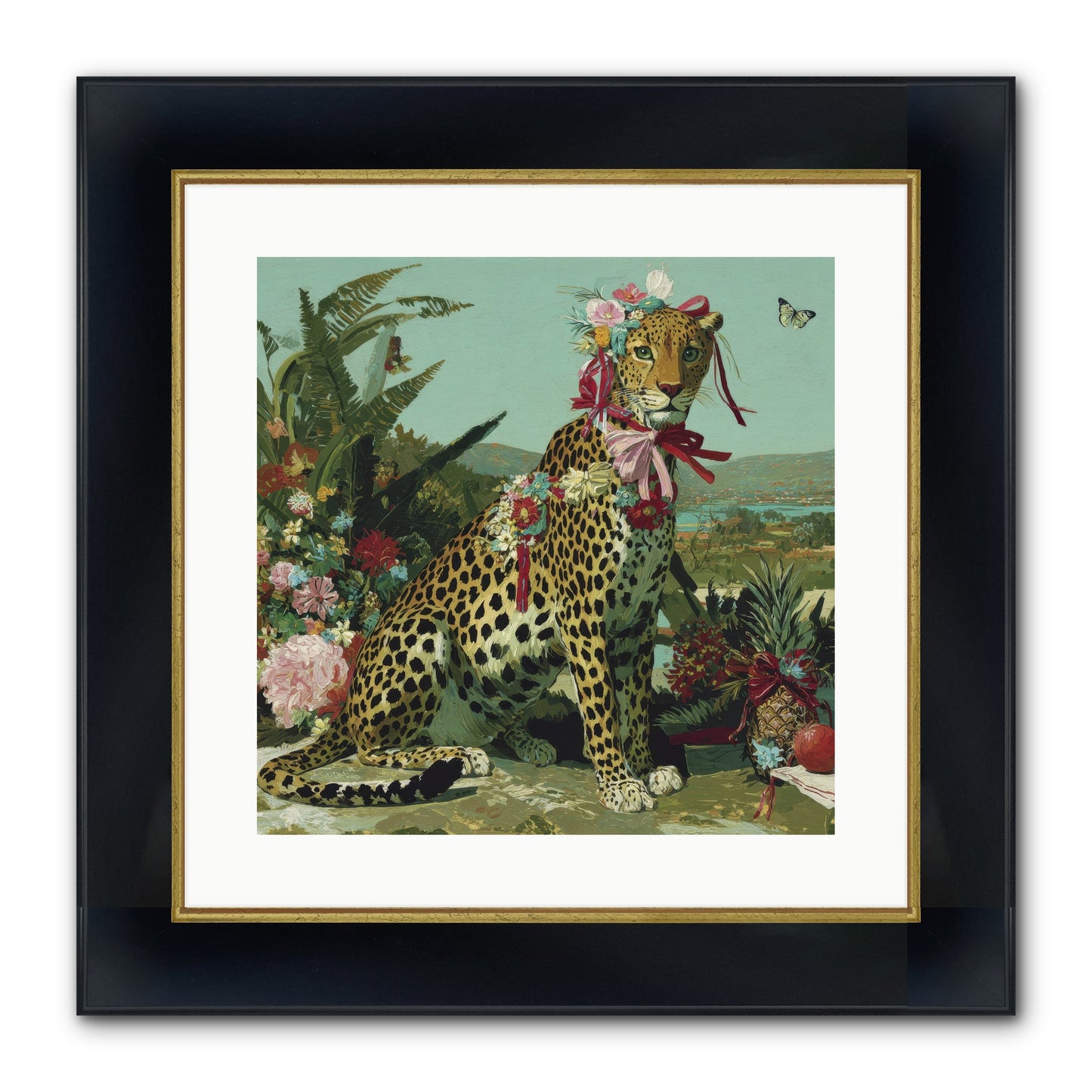 Petals Falling In Silence Framed Print - Wide Black w/Gold 16x16