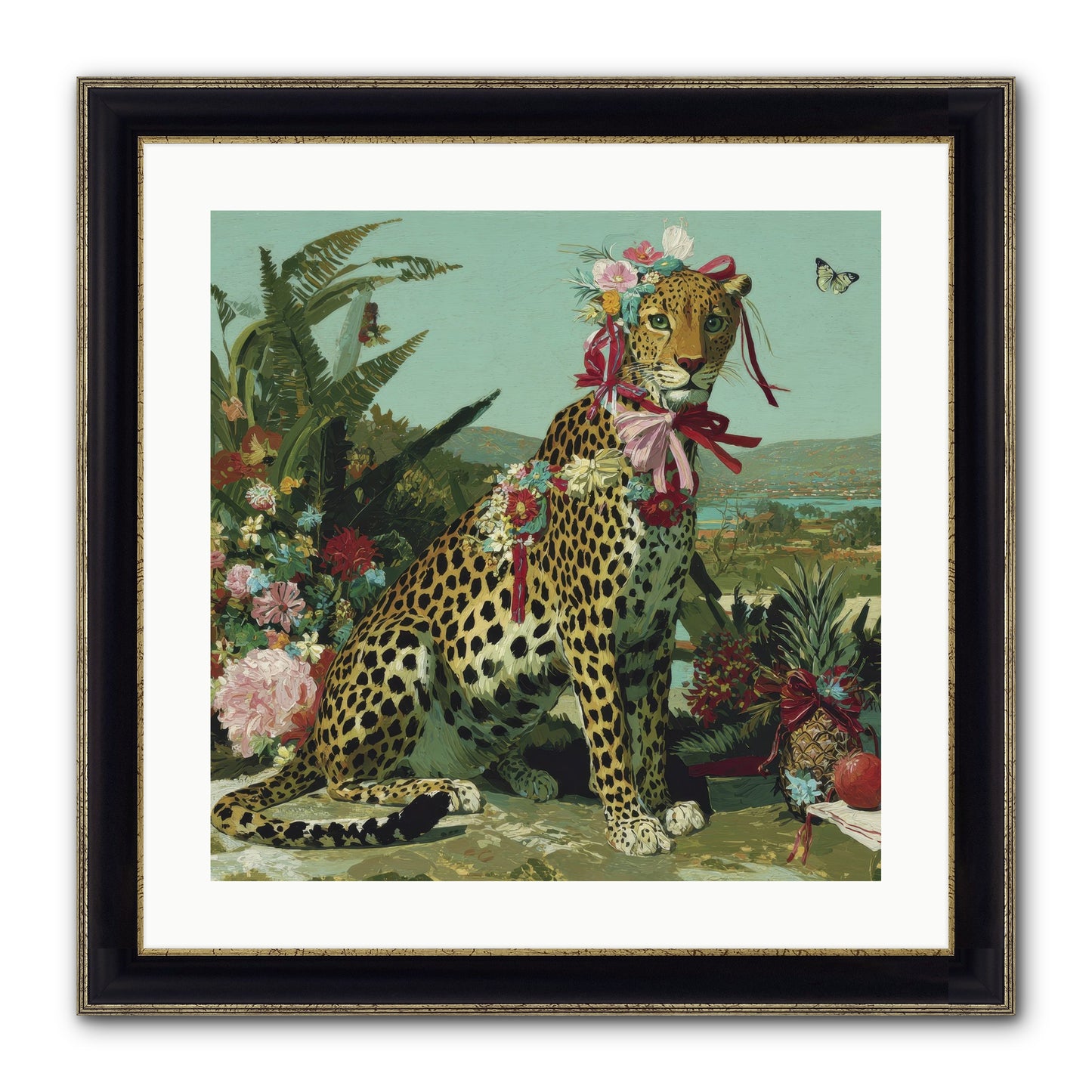 Petals Falling In Silence Framed Print - Black & Gold 20x20