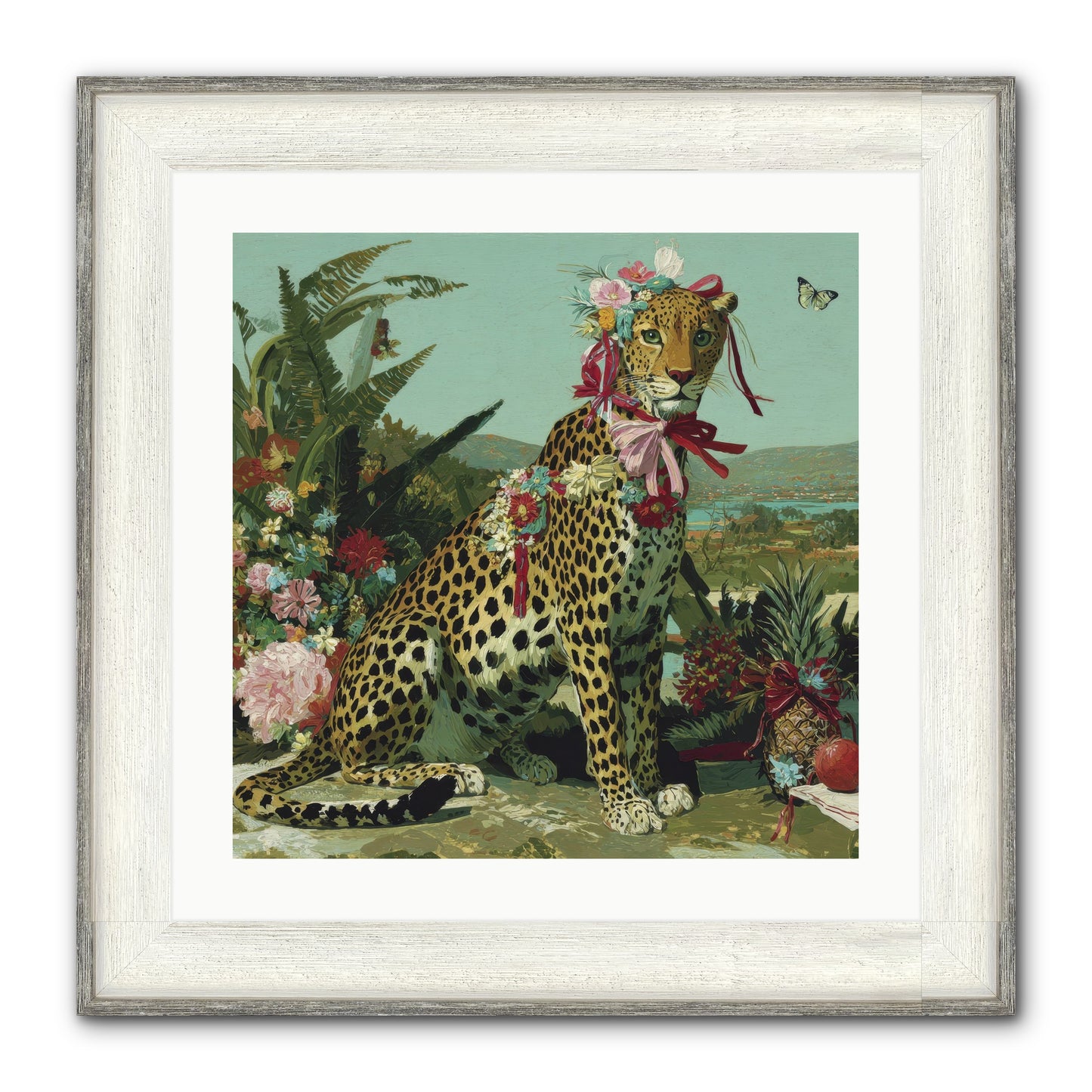 Petals Falling In Silence Framed Print - Driftwood White 20x20