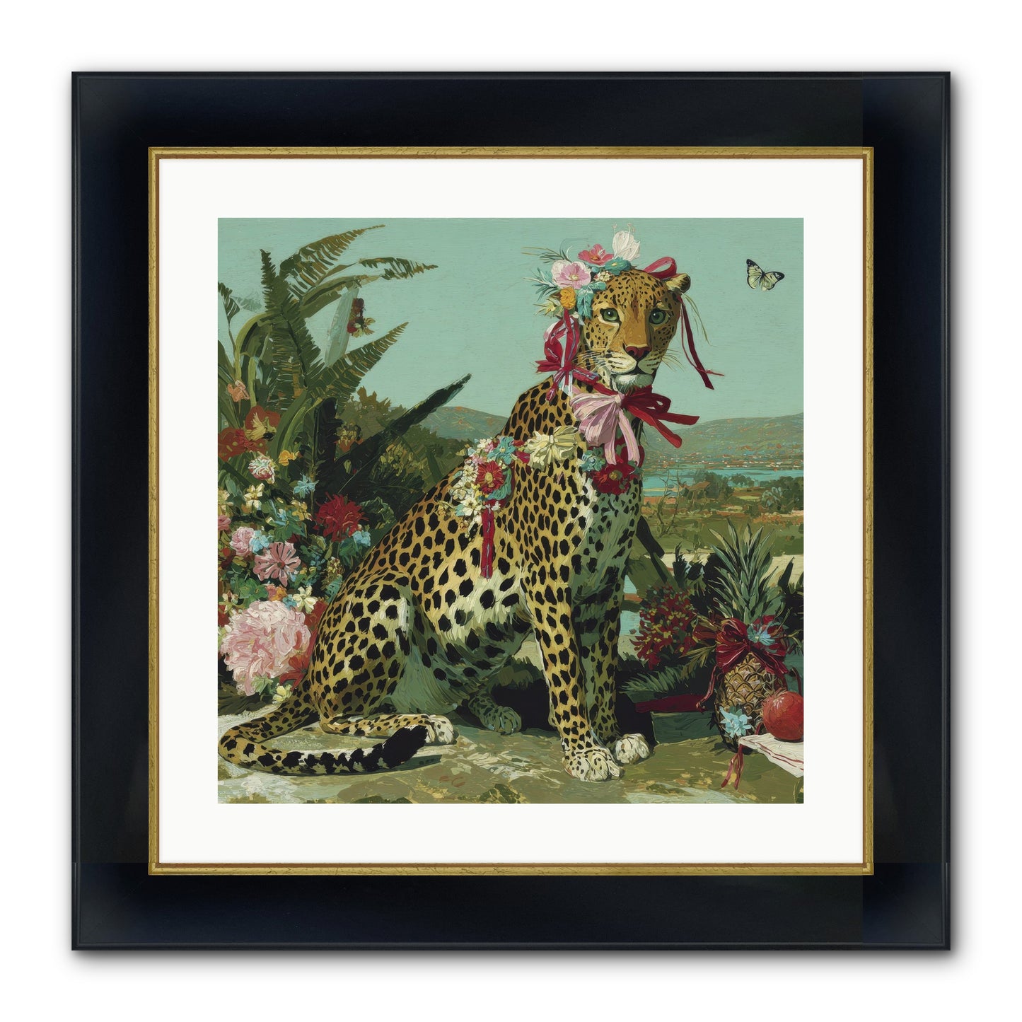 Petals Falling In Silence Framed Print - Wide Black w/Gold 20x20