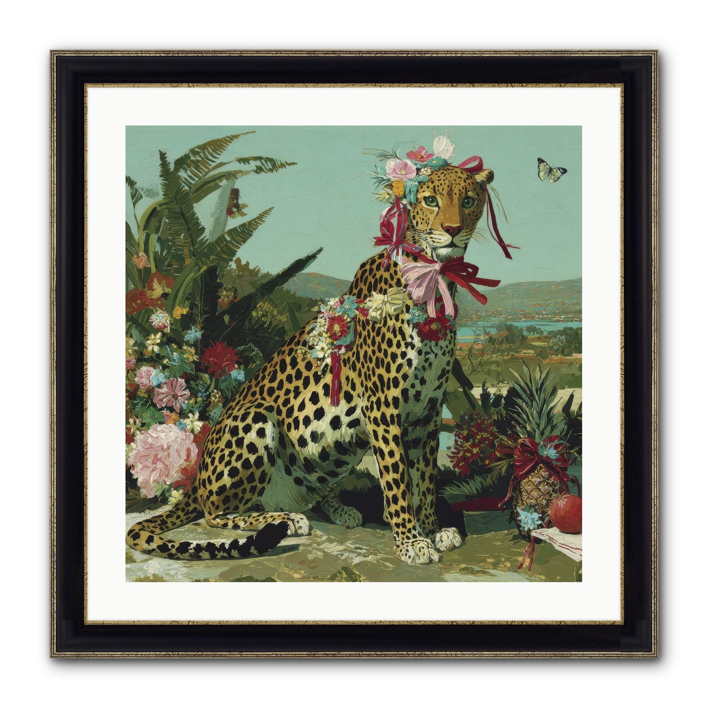 Petals Falling In Silence Framed Print - Black & Gold 24x24