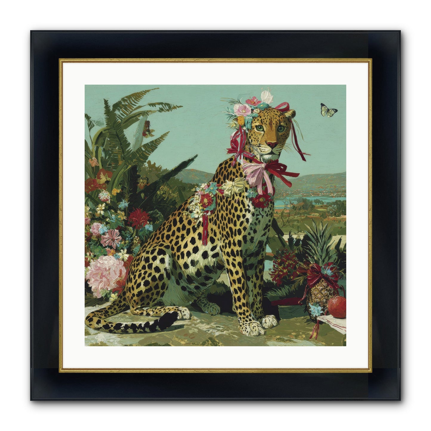 Petals Falling In Silence Framed Print - Wide Black w/Gold 24x24