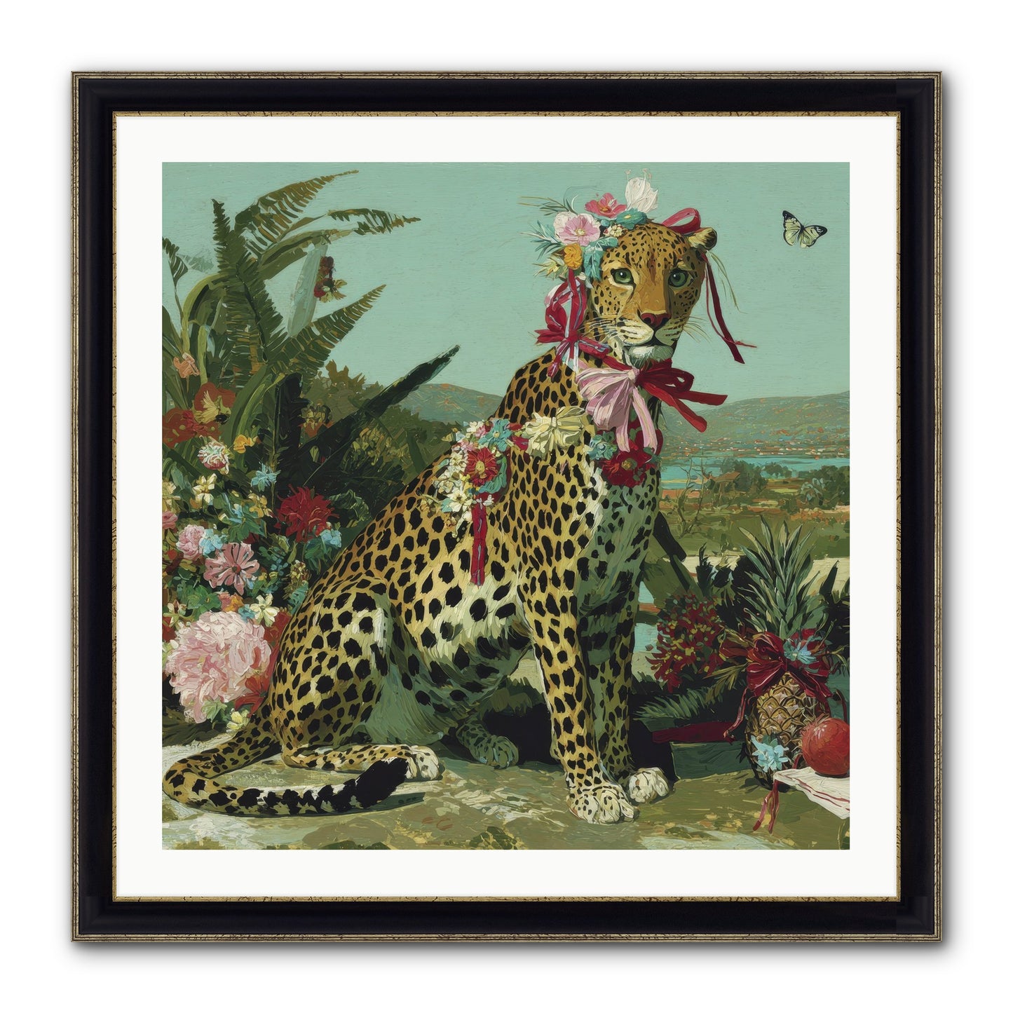 Petals Falling In Silence Framed Print - Black & Gold 30x30