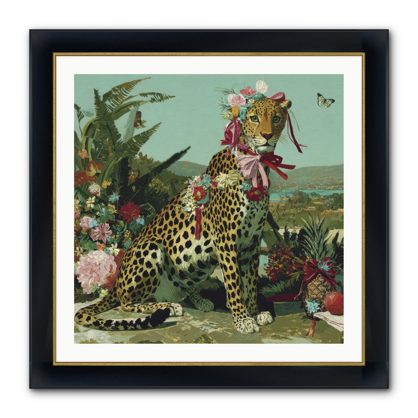 Petals Falling In Silence Framed Print - Wide Black w/Gold 30x30