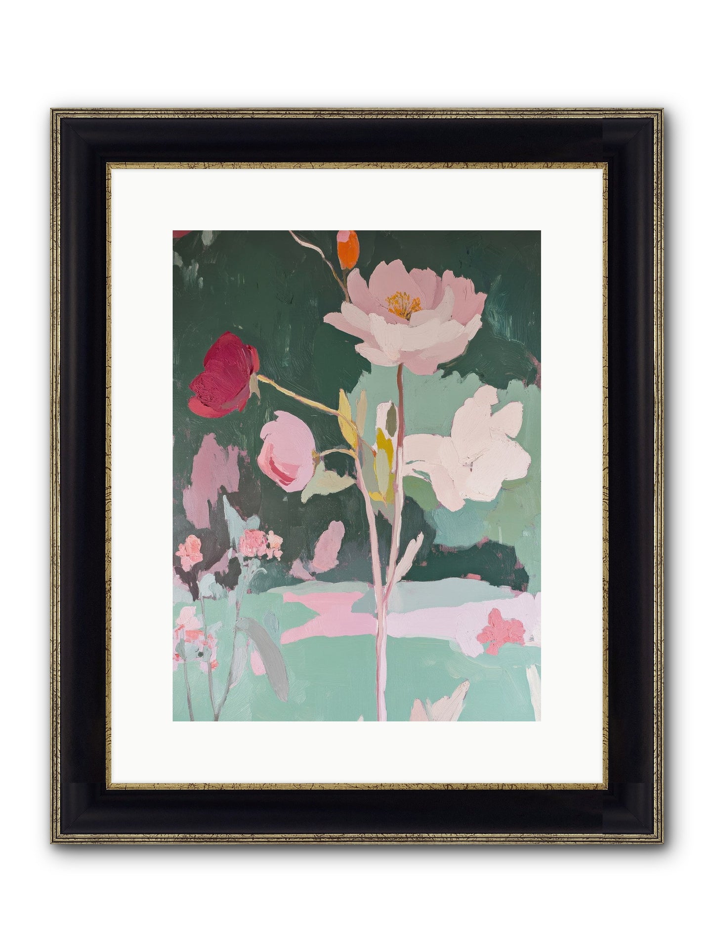 Petals In Pirouette Framed Print - Black & Gold 12x16