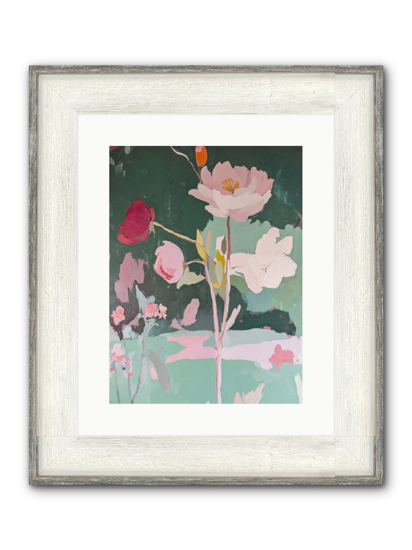 Petals In Pirouette Framed Print - Driftwood White 12x16