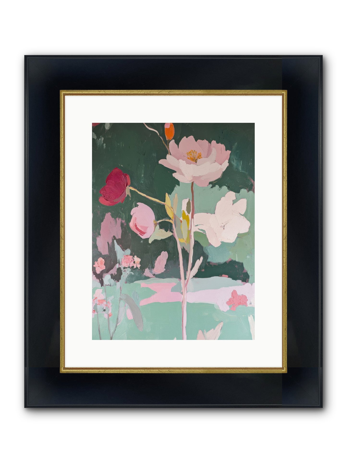 Petals In Pirouette Framed Print - Wide Black w/Gold 12x16