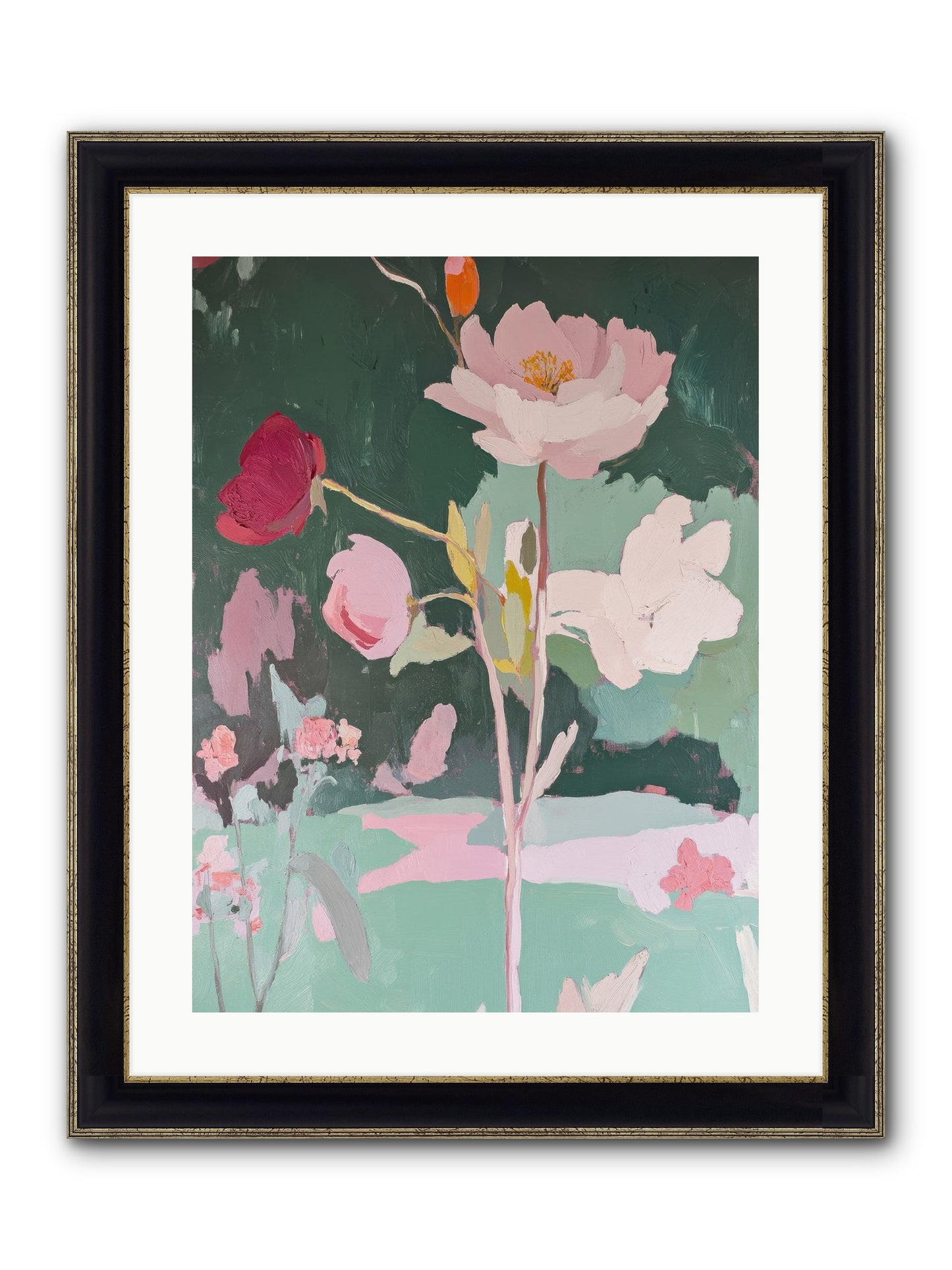 Petals In Pirouette Framed Print - Black & Gold 18x24