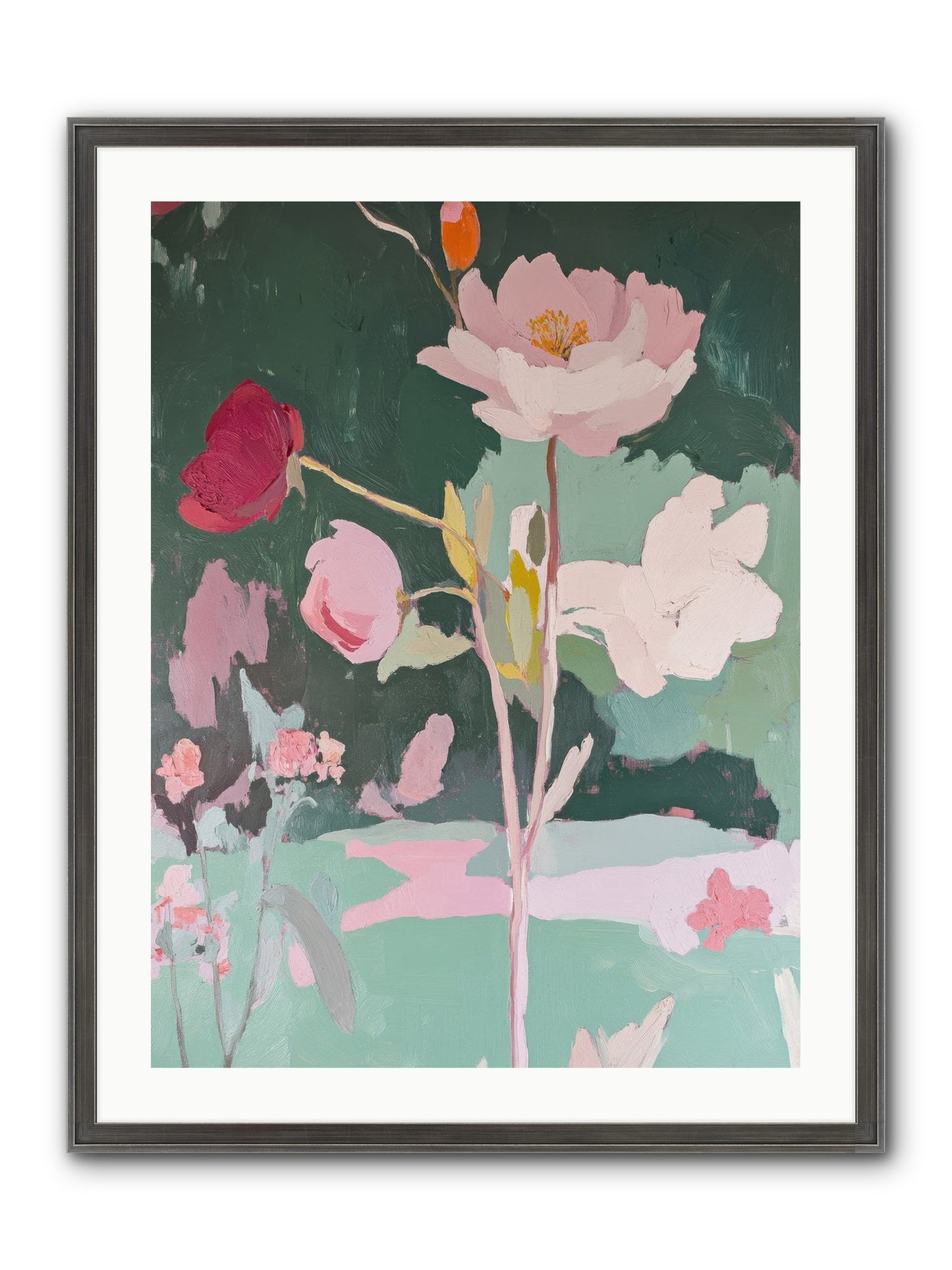 Petals In Pirouette Framed Print - Slimwoods Black/Silver 24x32