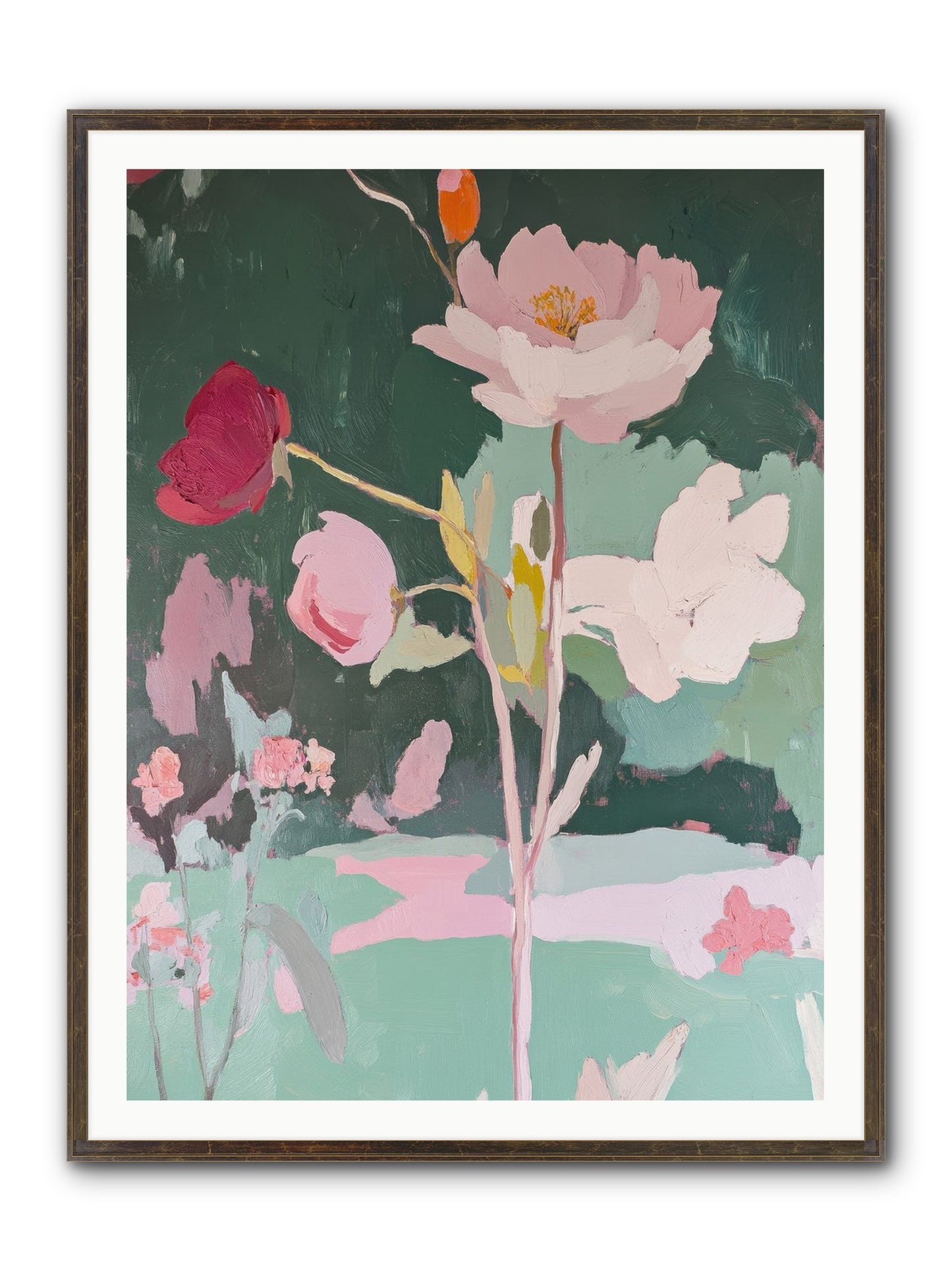 Petals In Pirouette Framed Print - Slimwoods Black/Gold 36x48
