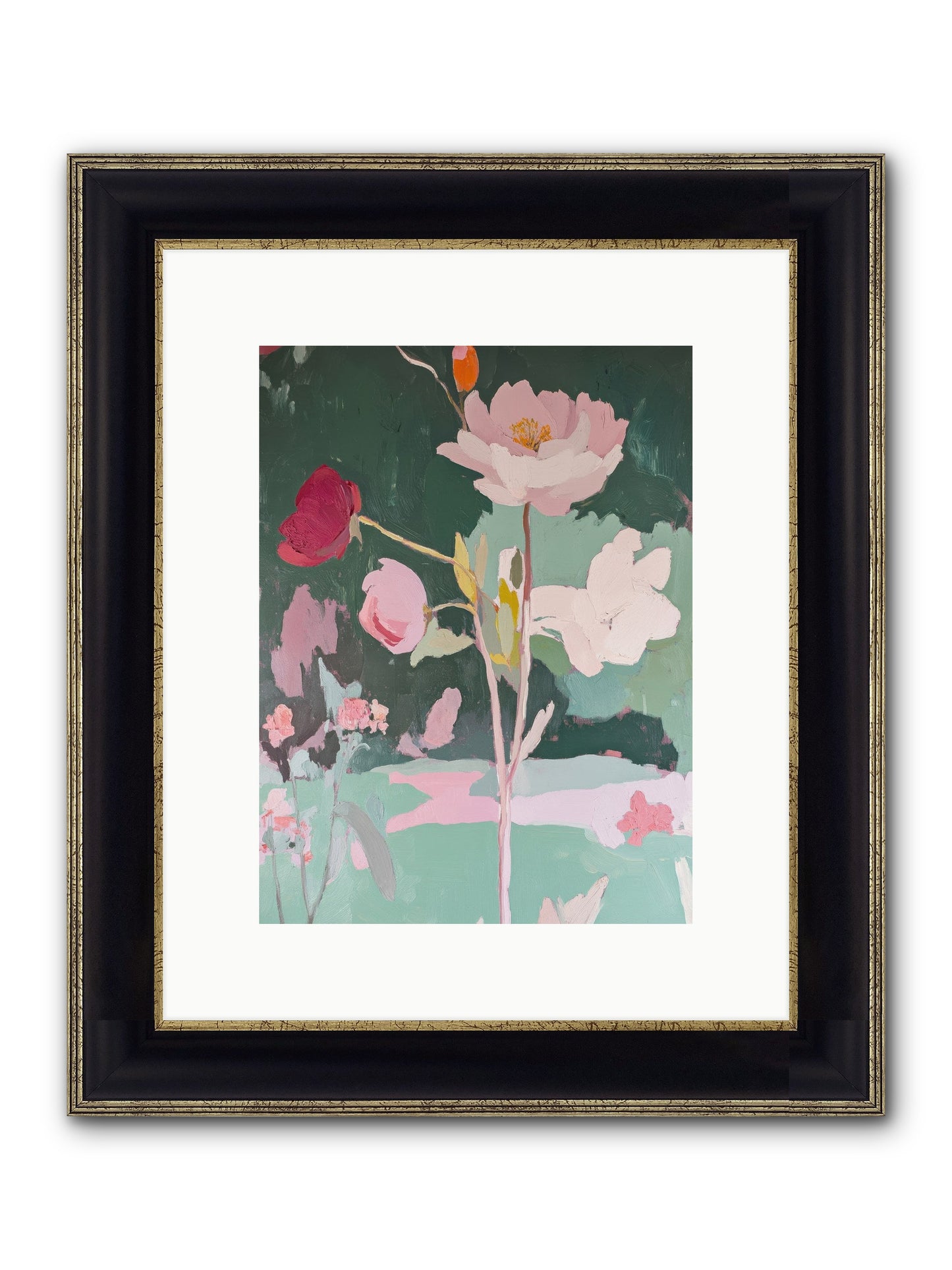 Petals In Pirouette Framed Print - Black & Gold 9x12