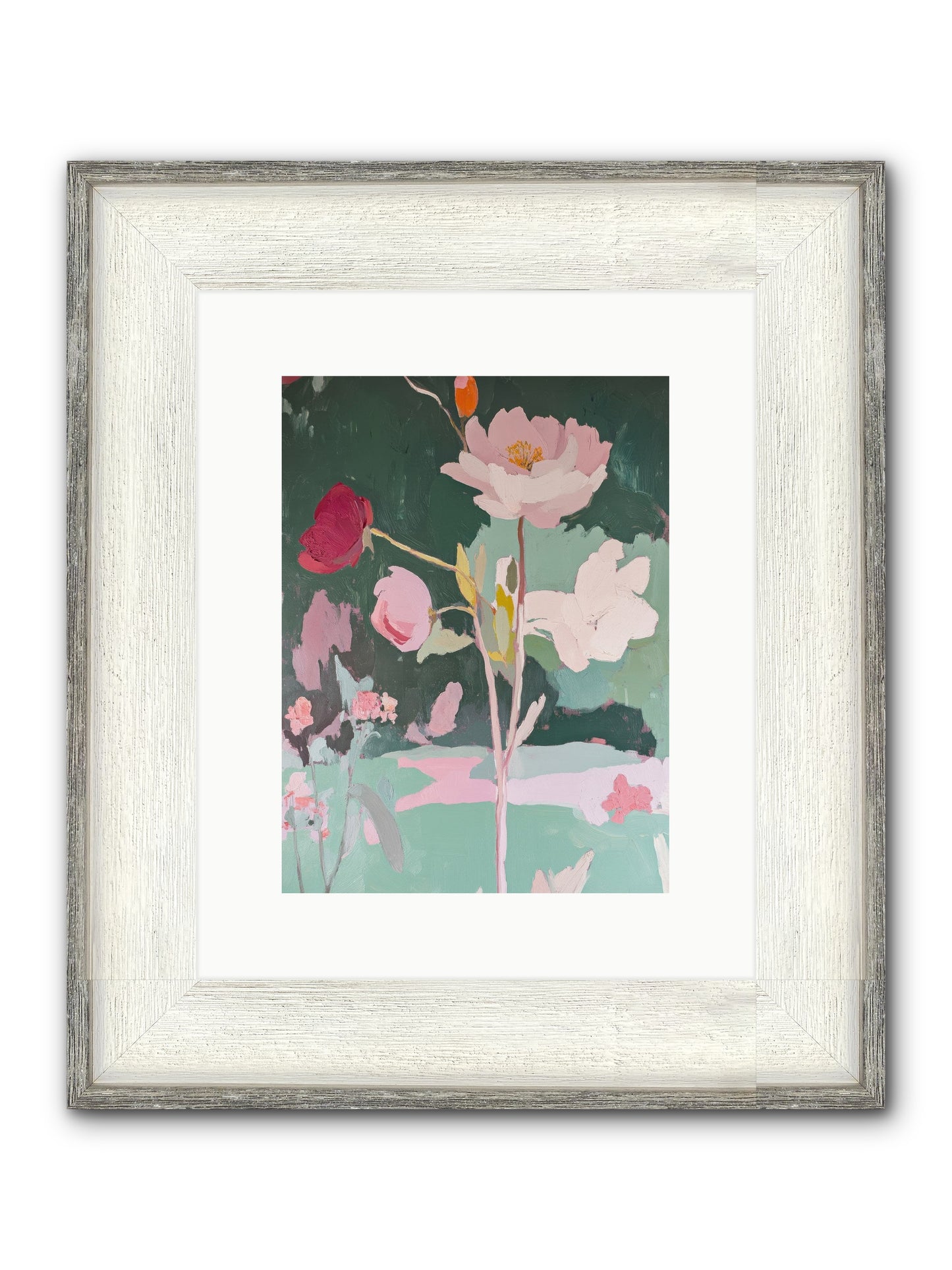 Petals In Pirouette Framed Print - Driftwood White 9x12