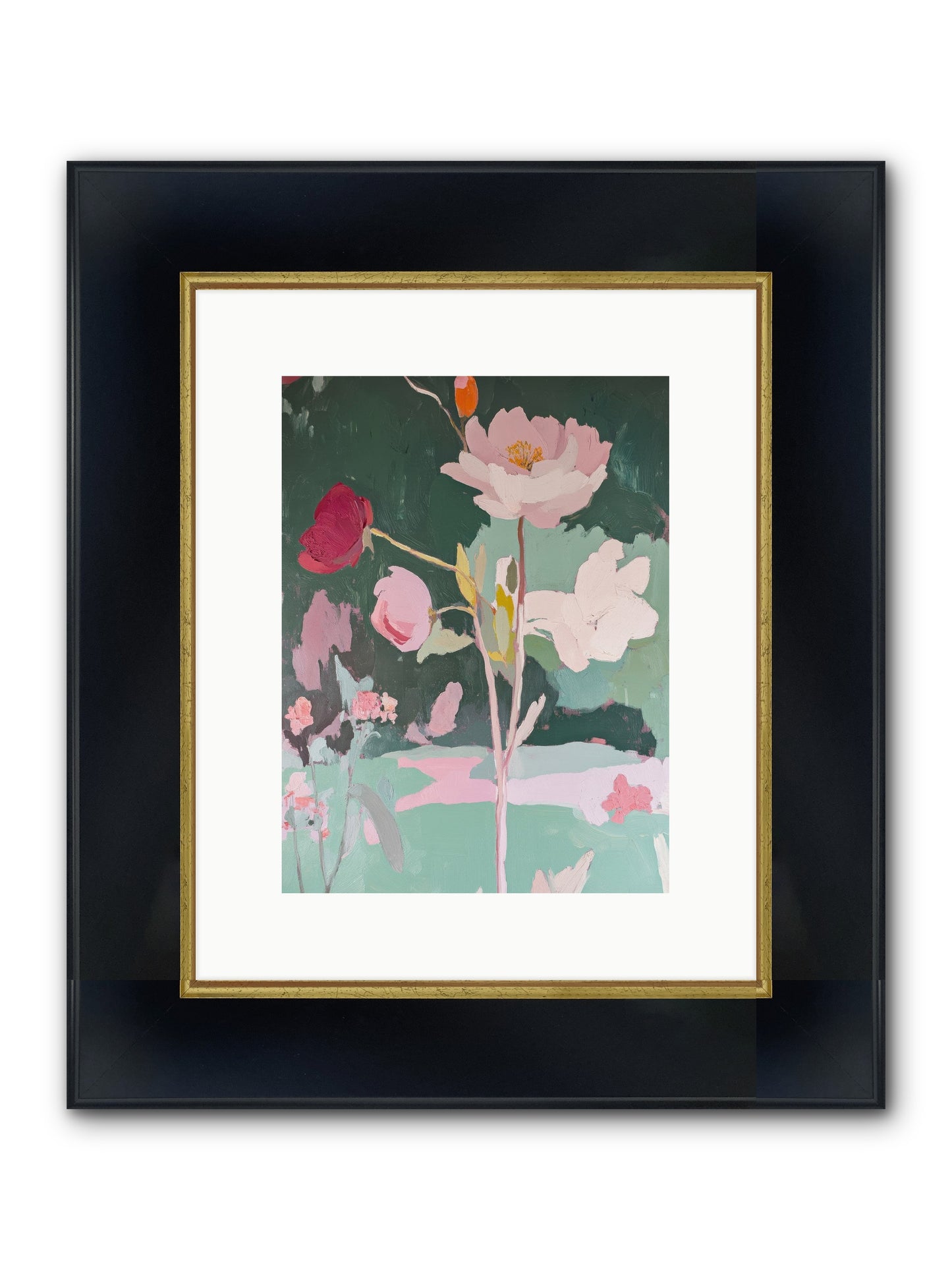 Petals In Pirouette Framed Print - Wide Black w/Gold 9x12