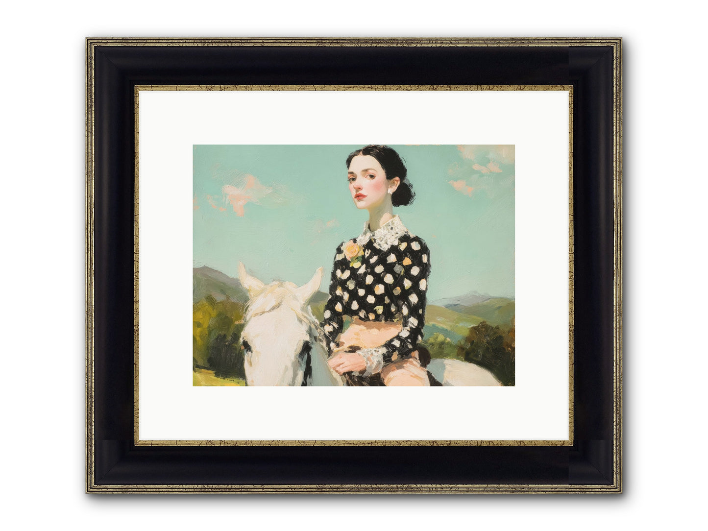 Petals Under Hooves Framed Print - Black & Gold 12x9