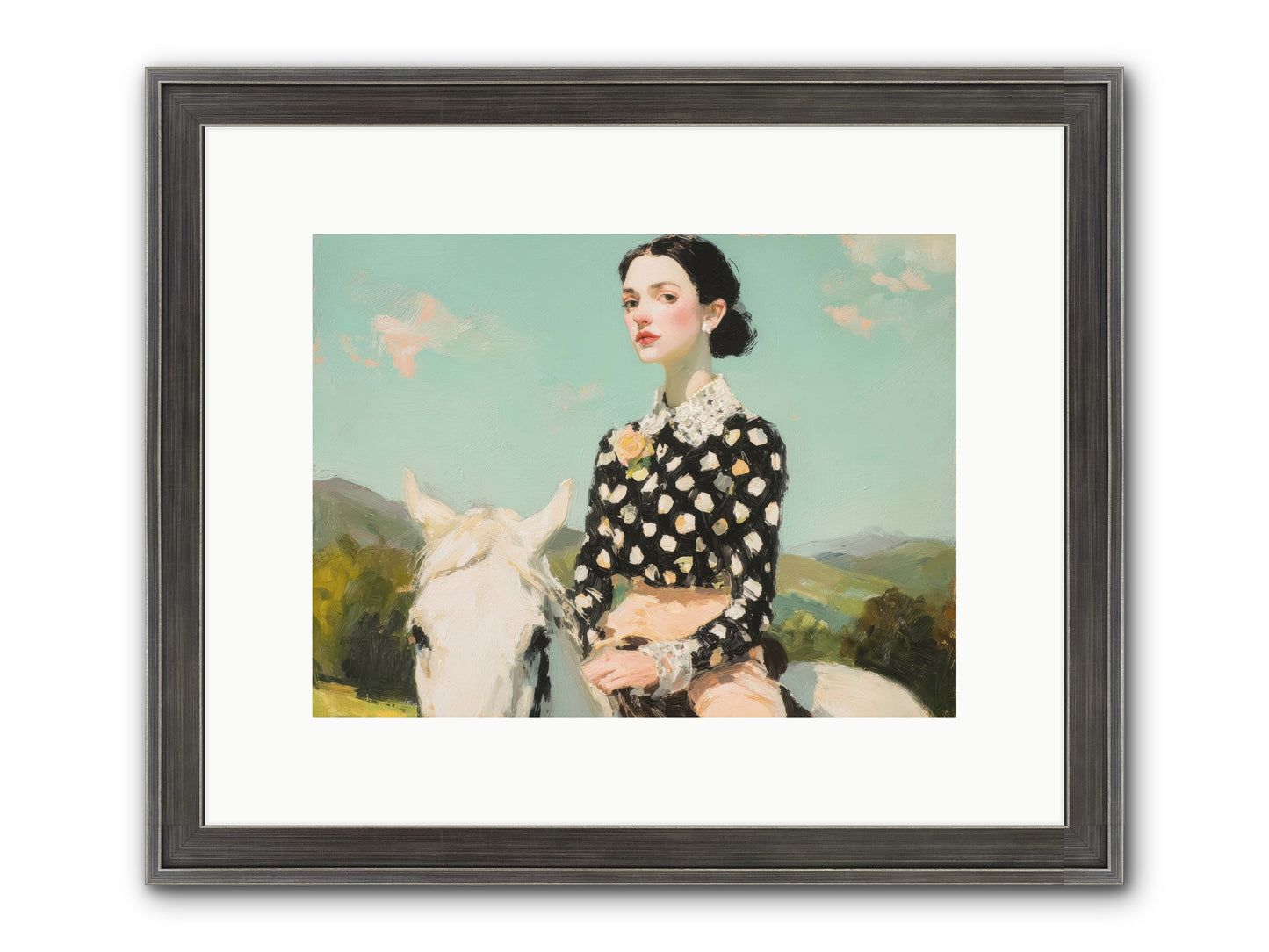 Petals Under Hooves Framed Print - Slimwoods Black/Silver 12x9