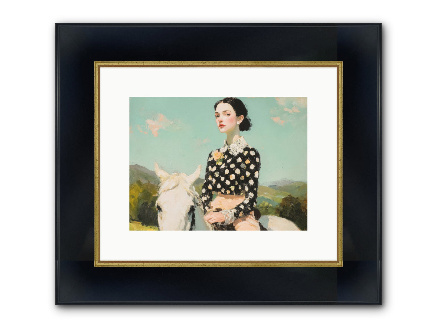 Petals Under Hooves Framed Print - Wide Black w/Gold 12x9
