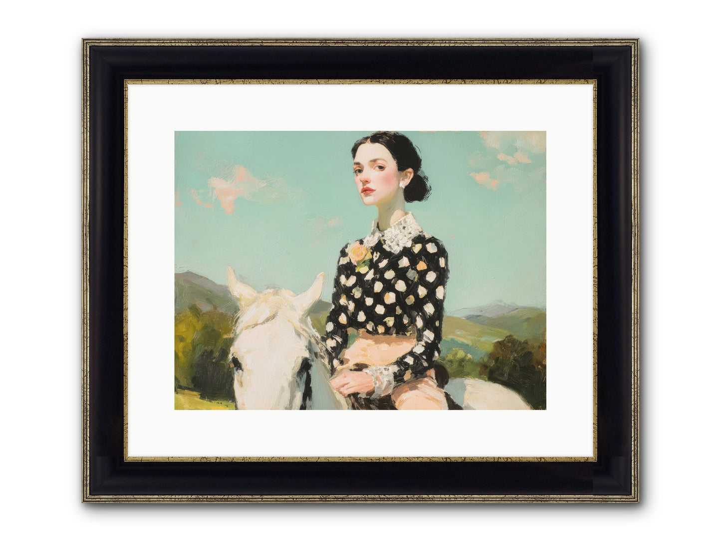 Petals Under Hooves Framed Print - Black & Gold 16x12