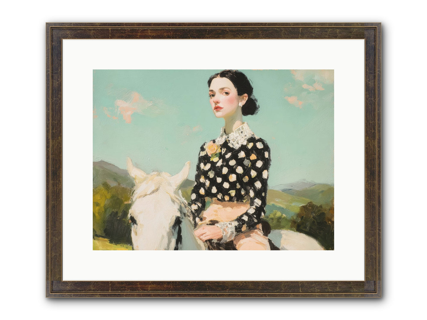 Petals Under Hooves Framed Print - Slimwoods Black/Gold 16x12