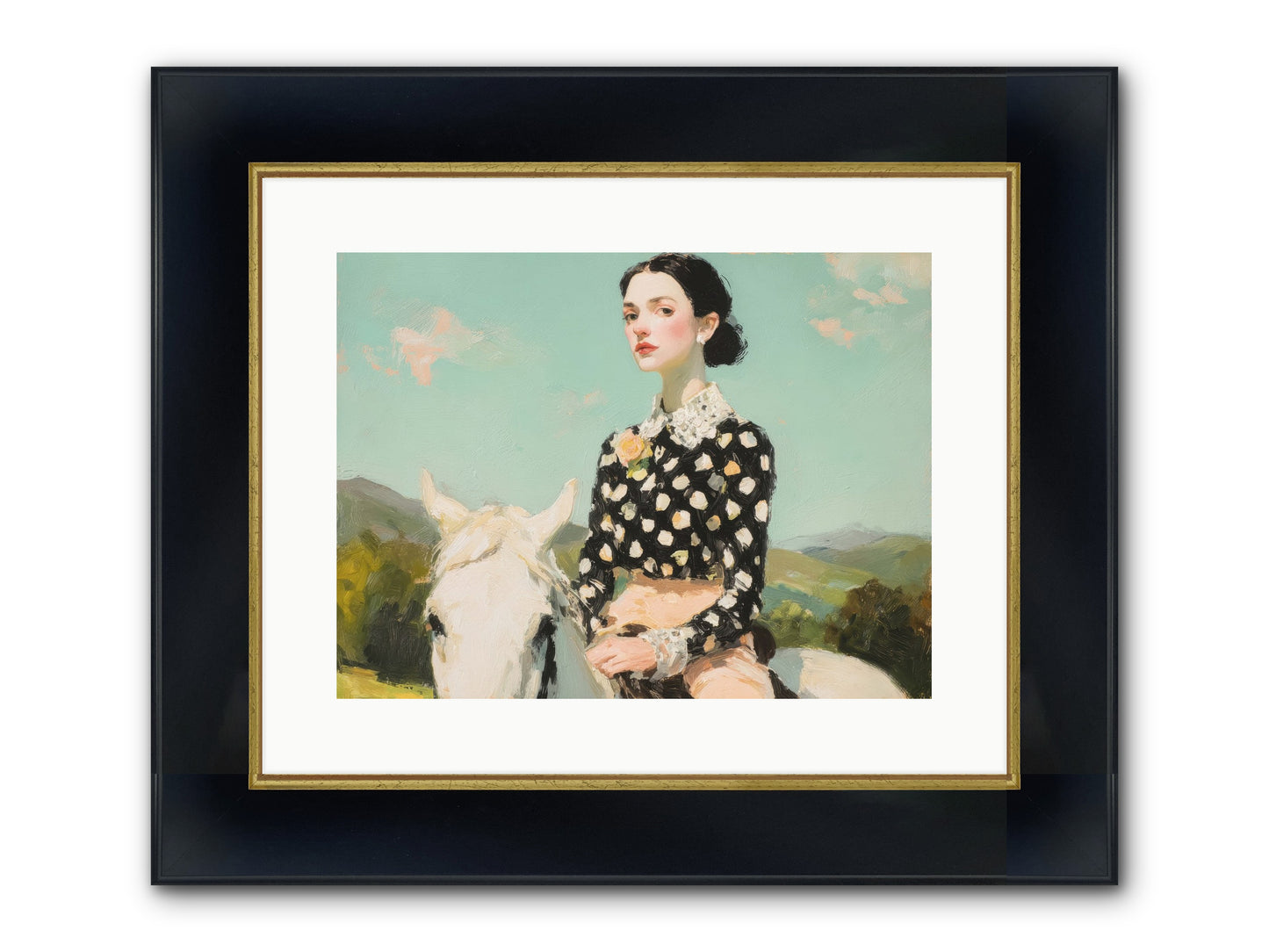 Petals Under Hooves Framed Print - Wide Black w/Gold 16x12