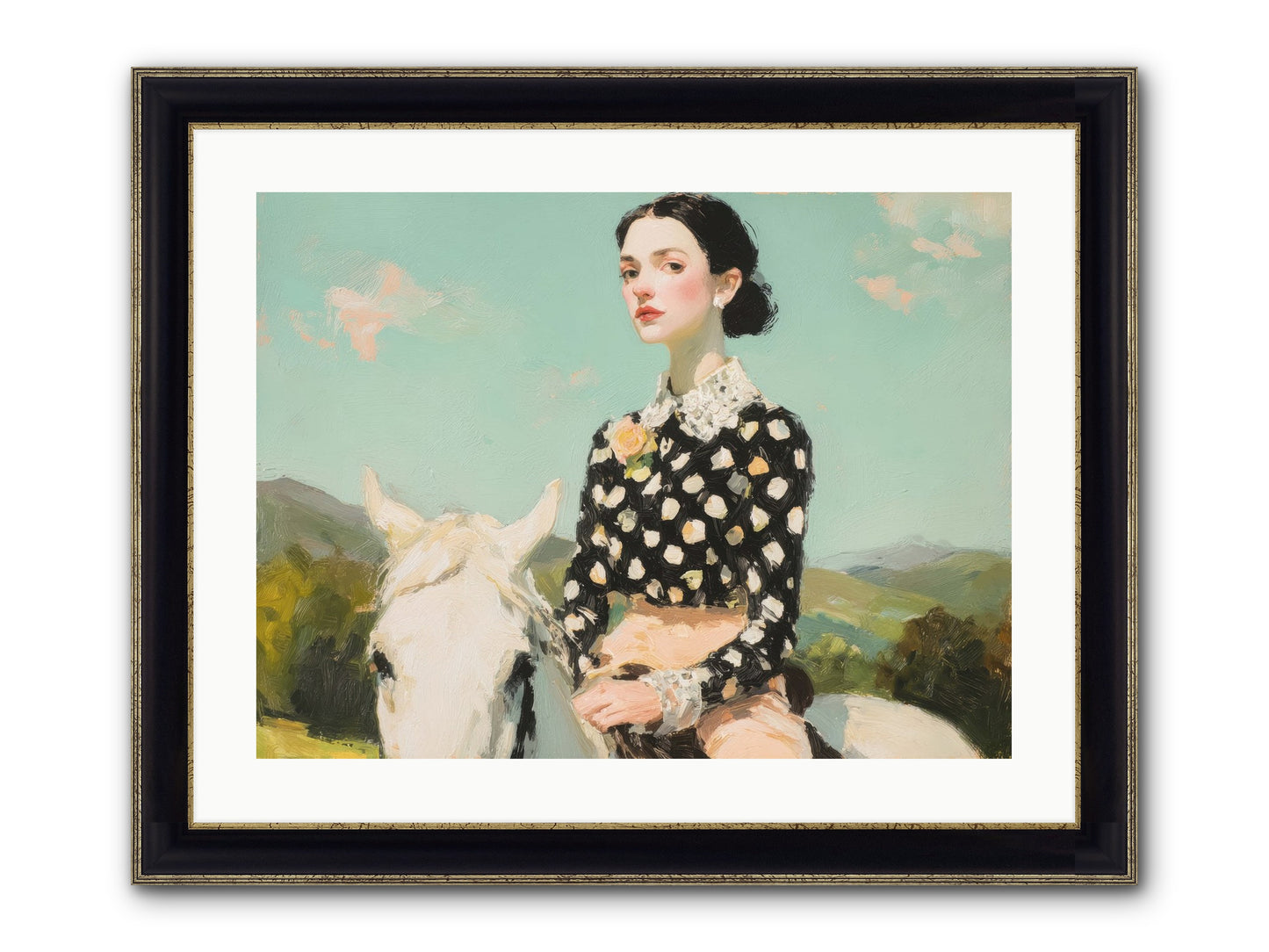 Petals Under Hooves Framed Print - Black & Gold 24x18