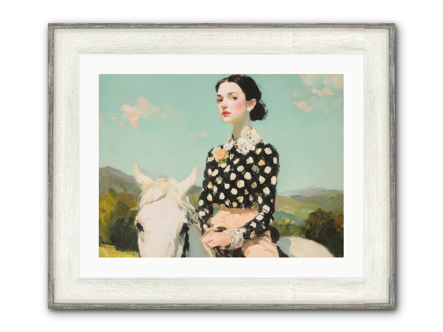 Petals Under Hooves Framed Print - Driftwood White 24x18