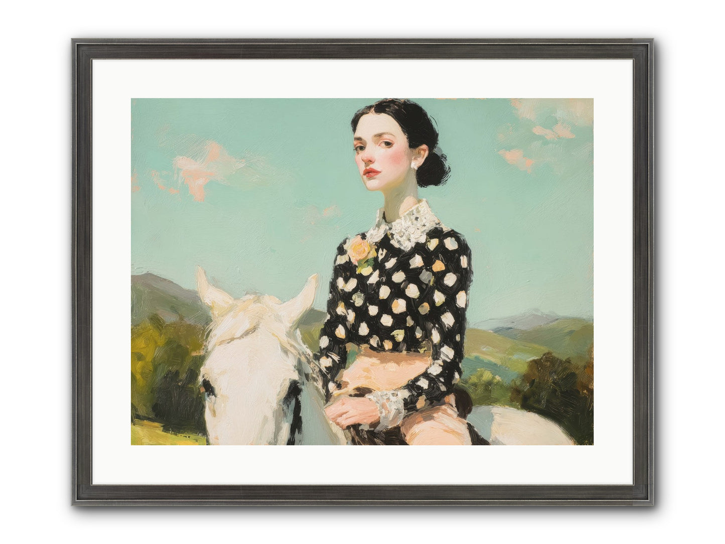 Petals Under Hooves Framed Print - Slimwoods Black/Silver 24x18