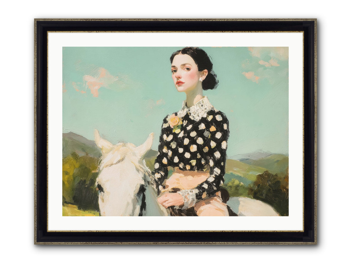 Petals Under Hooves Framed Print - Black & Gold 32x24