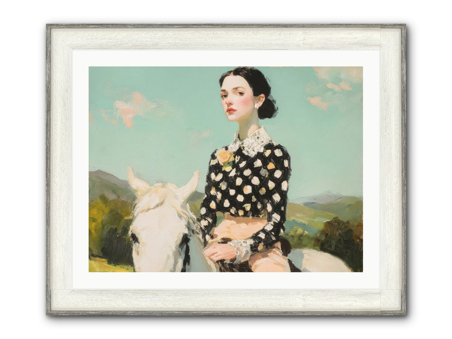 Petals Under Hooves Framed Print - Driftwood White 32x24