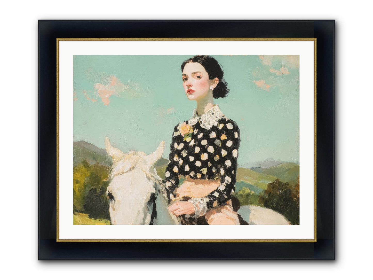 Petals Under Hooves Framed Print - Wide Black w/Gold 32x24