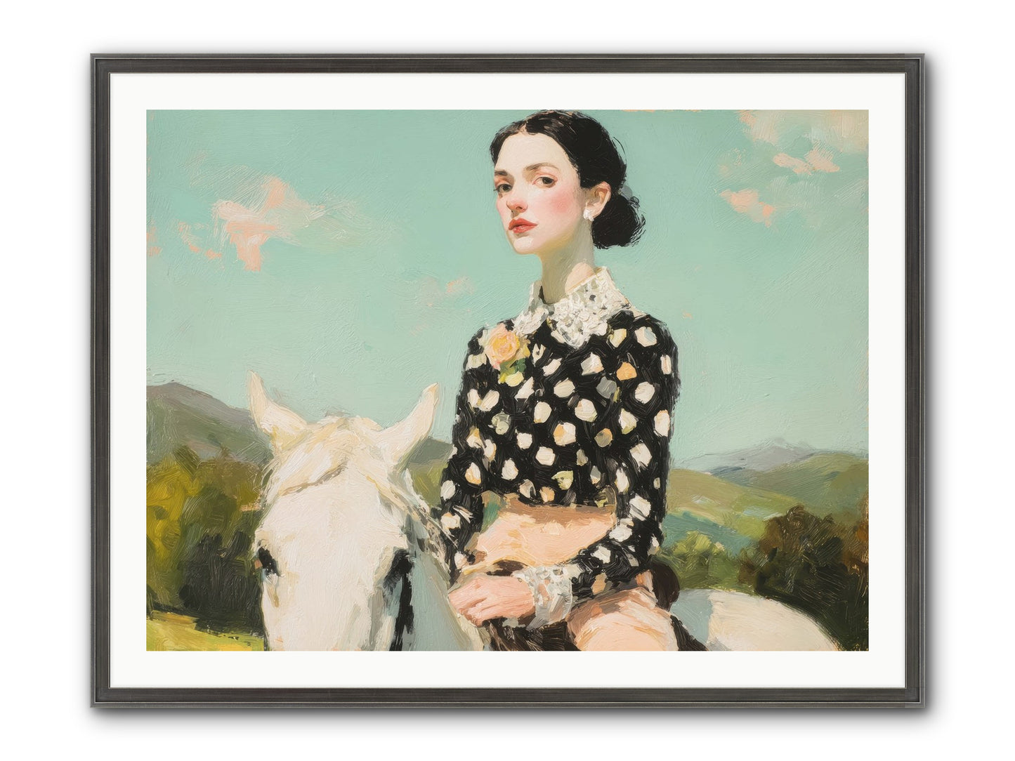 Petals Under Hooves Framed Print - Slimwoods Black/Silver 40x30