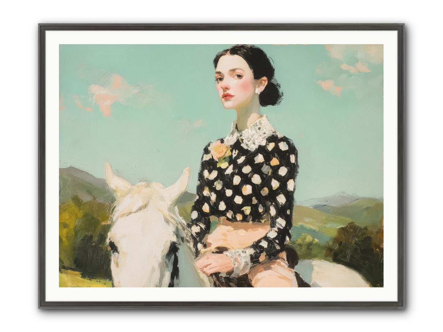 Petals Under Hooves Framed Print - Slimwoods Black/Silver 48x36