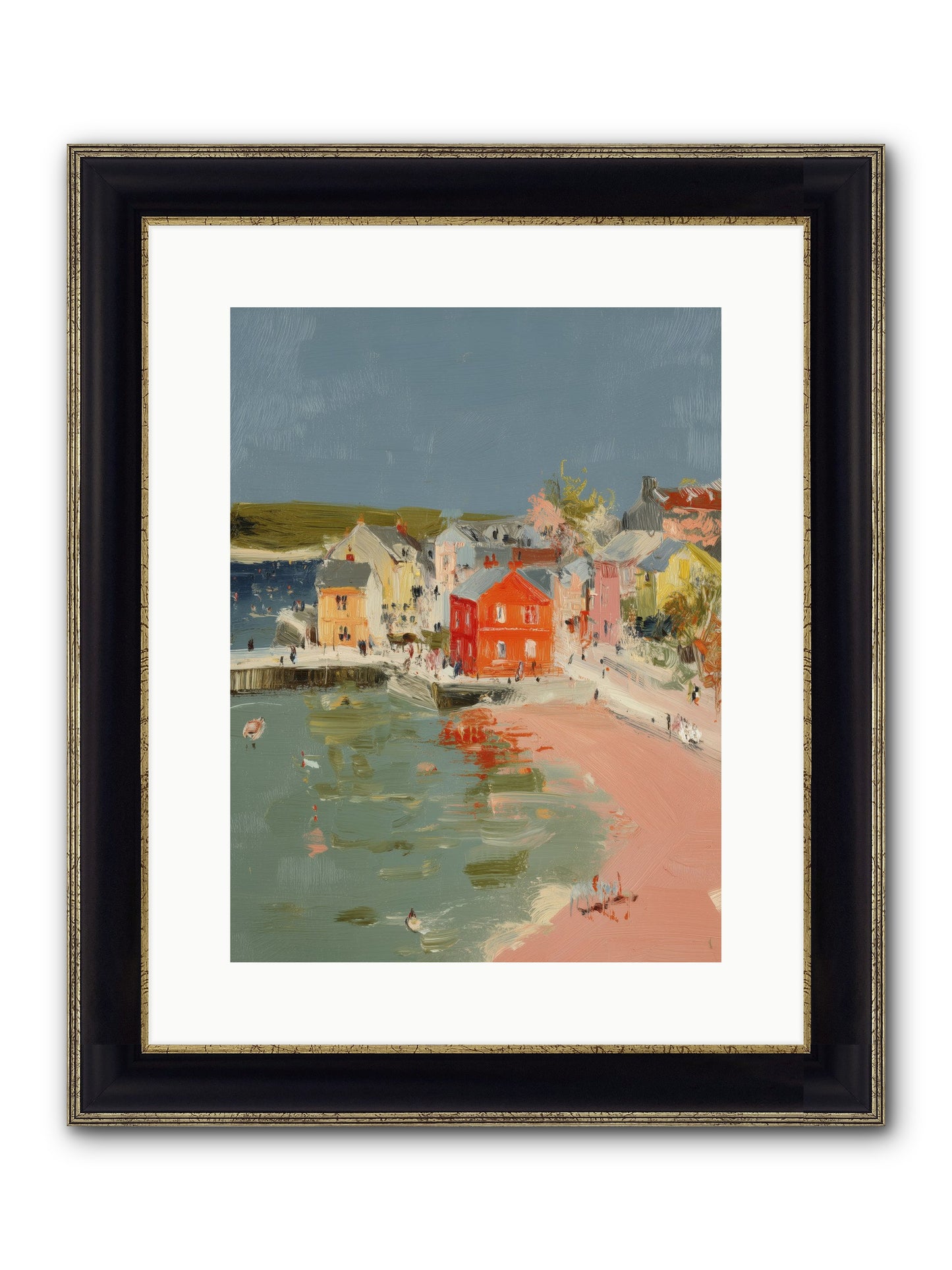 Petite Port Framed Print - Black & Gold 12x16