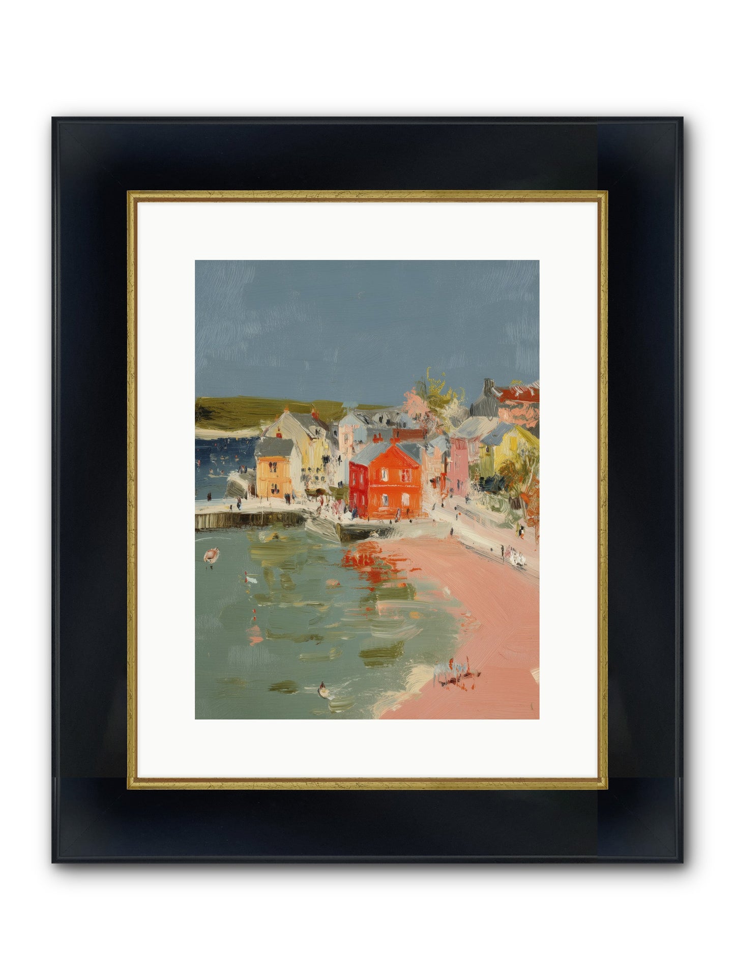 Petite Port Framed Print - Wide Black w/Gold 12x16