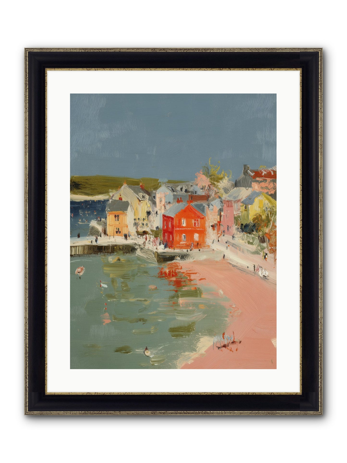 Petite Port Framed Print - Black & Gold 18x24