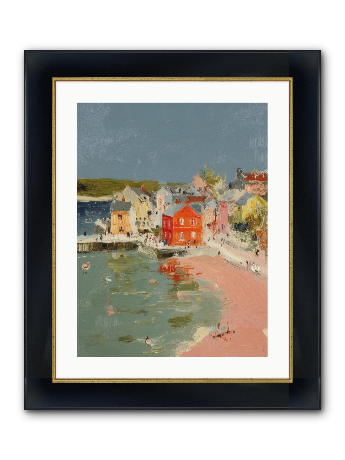 Petite Port Framed Print - Wide Black w/Gold 18x24