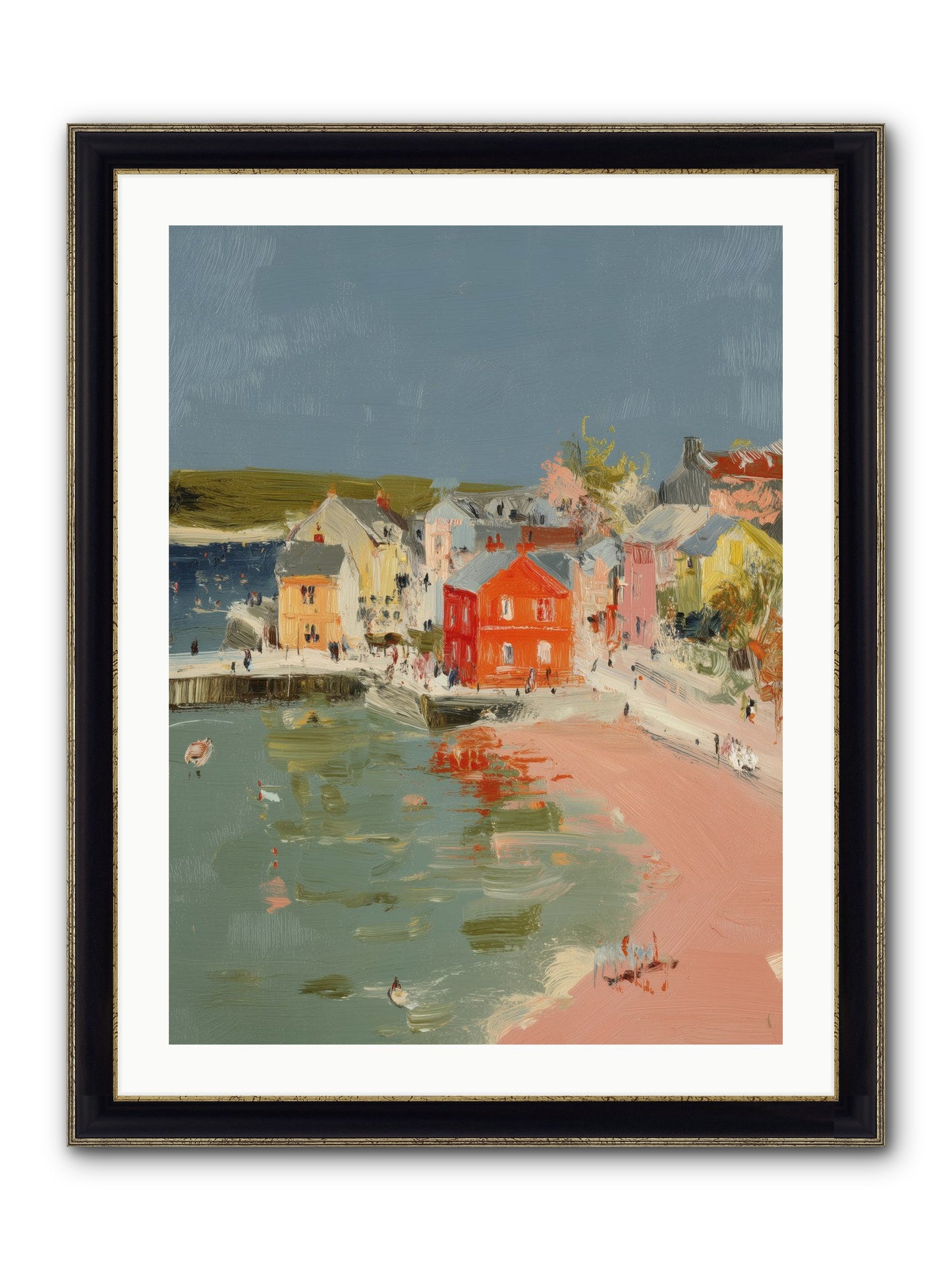 Petite Port Framed Print - Black & Gold 24x32