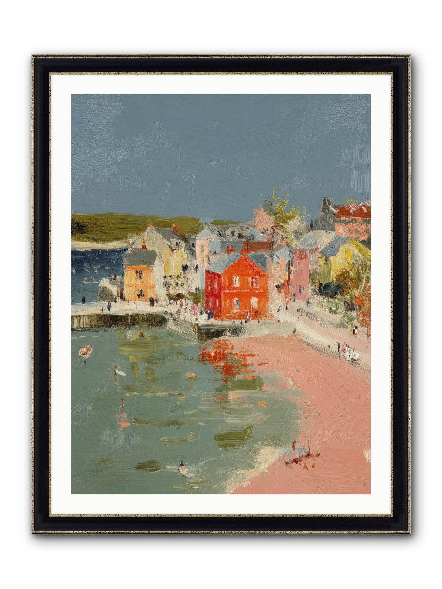 Petite Port Framed Print - Black & Gold 30x40
