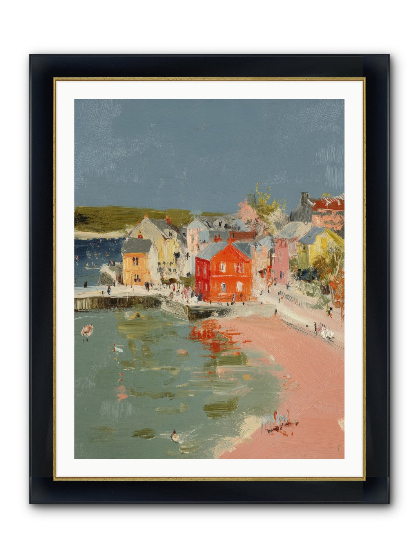 Petite Port Framed Print - Wide Black w/Gold 30x40