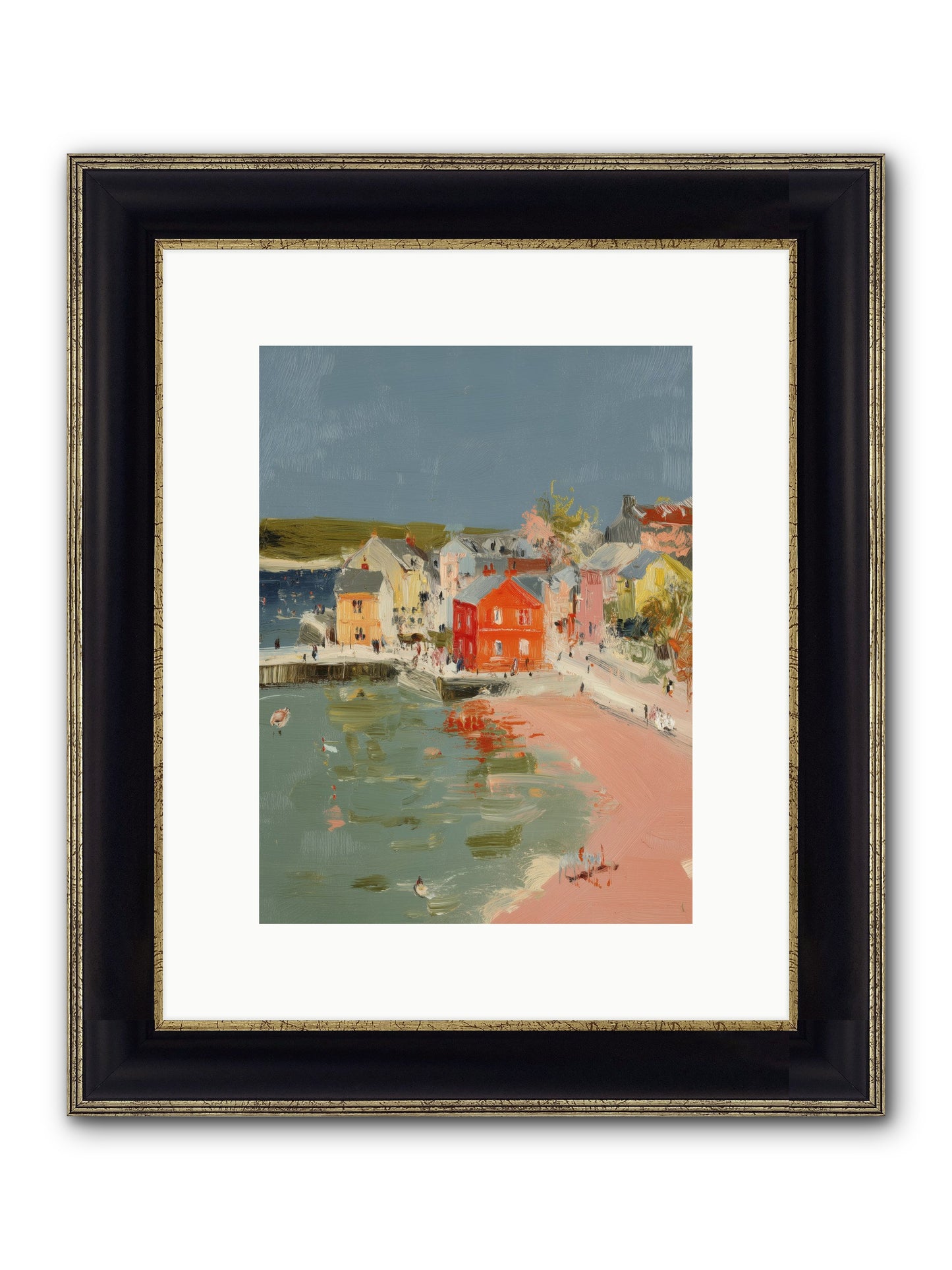 Petite Port Framed Print - Black & Gold 9x12