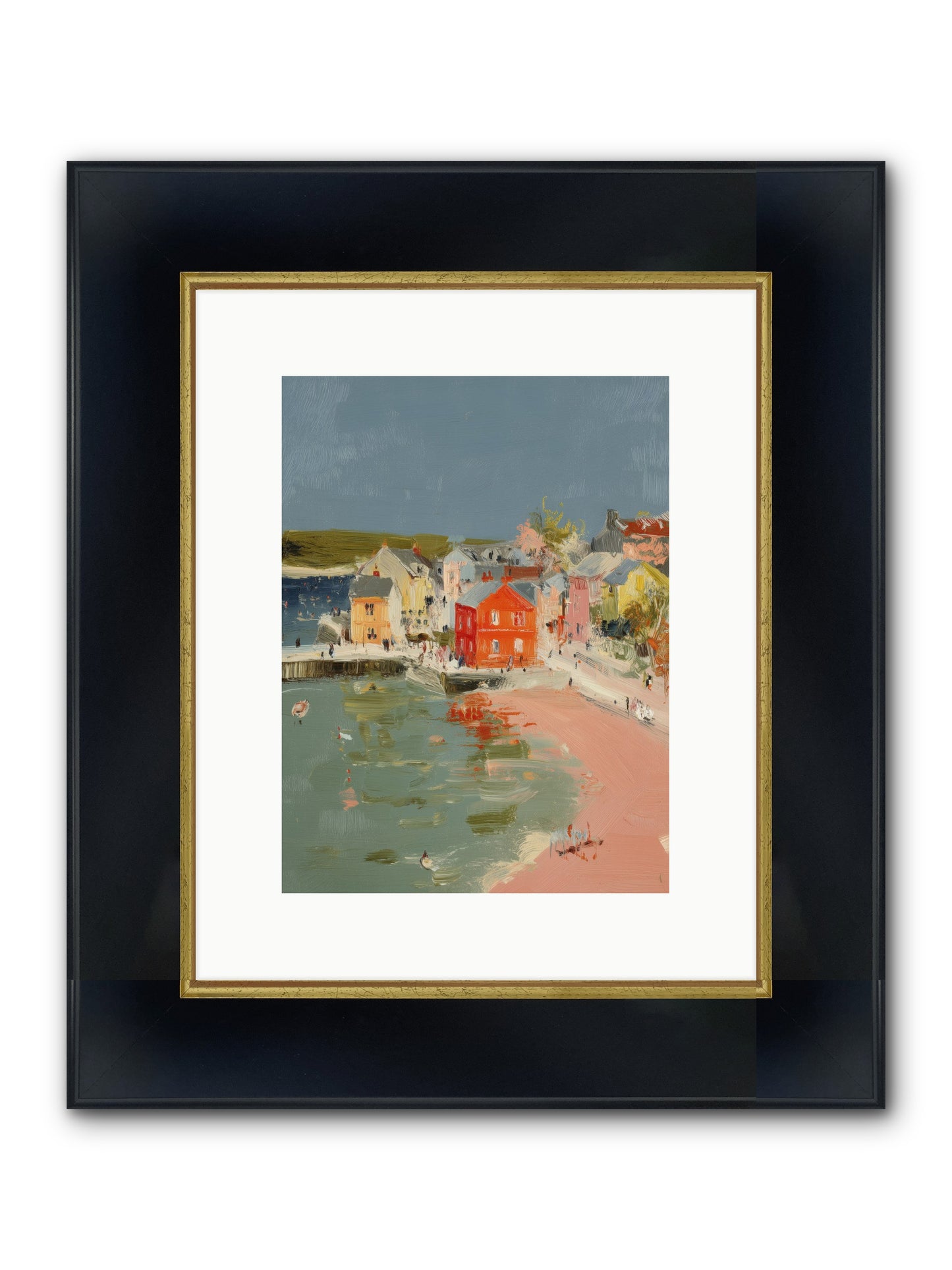 Petite Port Framed Print - Wide Black w/Gold 9x12