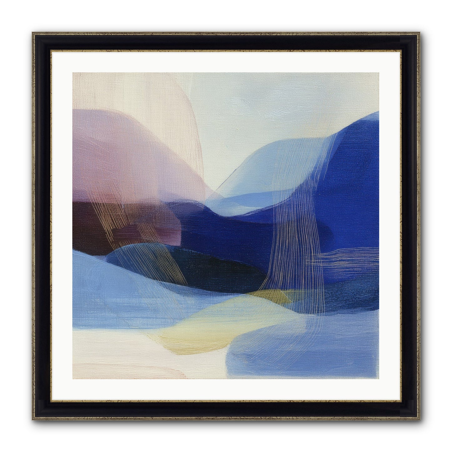 Phantom Bloom Framed Print - Black & Gold 30x30