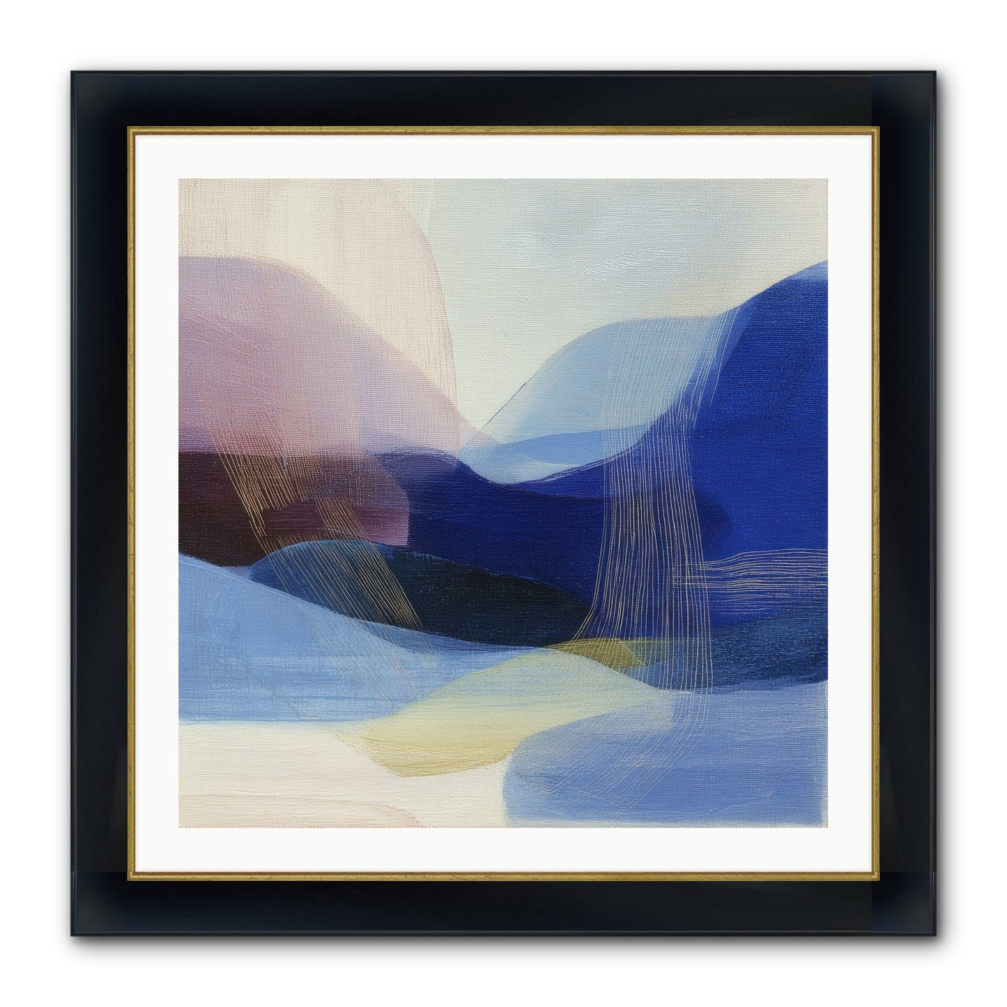 Phantom Bloom Framed Print - Wide Black w/Gold 30x30