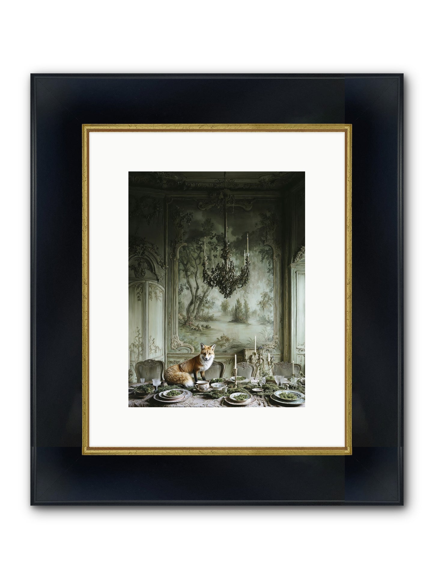 Pickwick Place Framed Print - Wide Black w/Gold 9x12