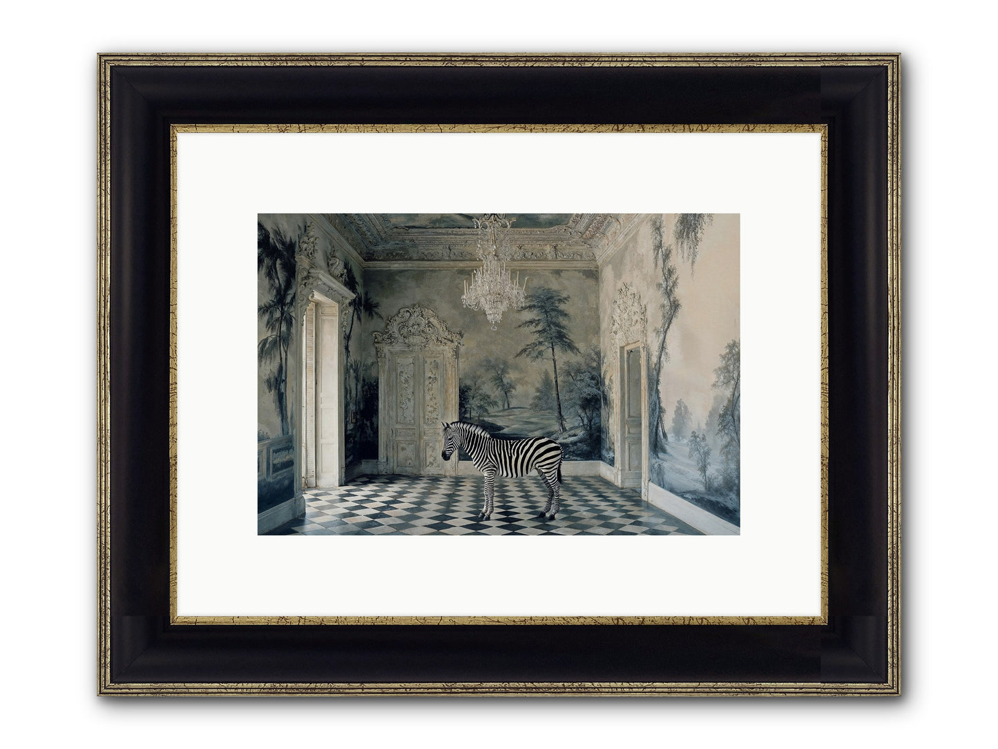 Picnic At Pemberley Framed Print - Black & Gold 12x8
