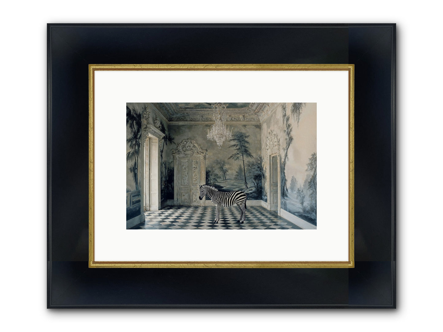 Picnic At Pemberley Framed Print - Wide Black w/Gold 12x8
