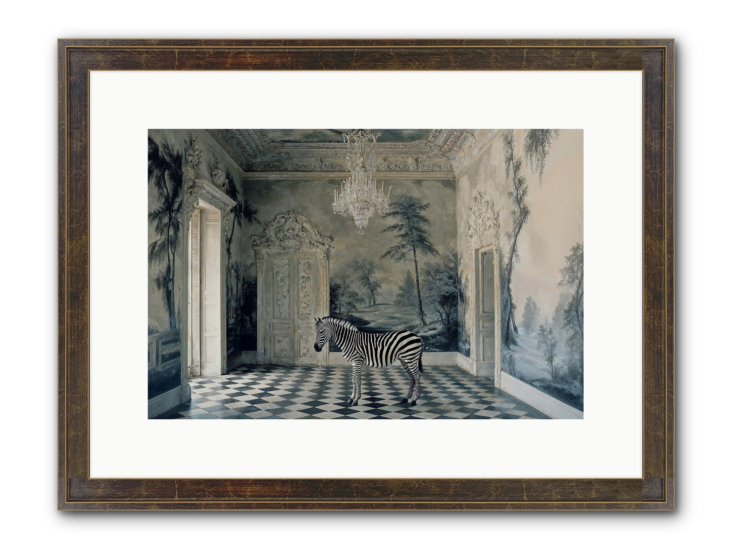 Picnic At Pemberley Framed Print - Slimwoods Black/Gold 15x10