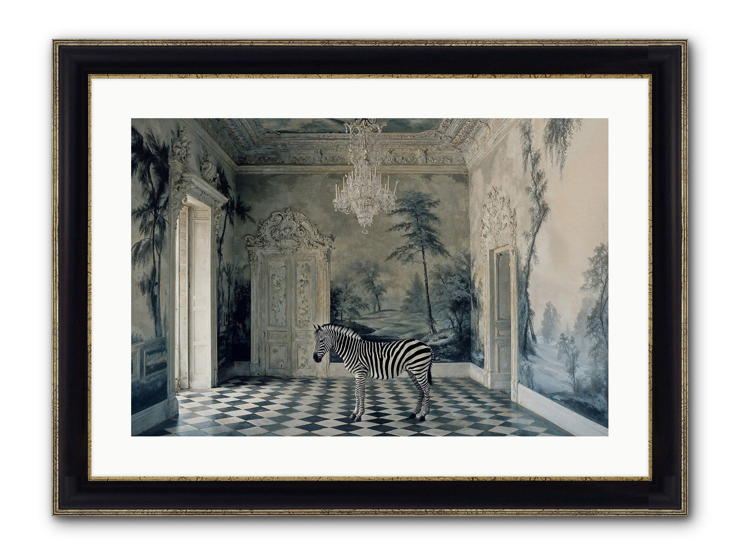 Picnic At Pemberley Framed Print - Black & Gold 24x16